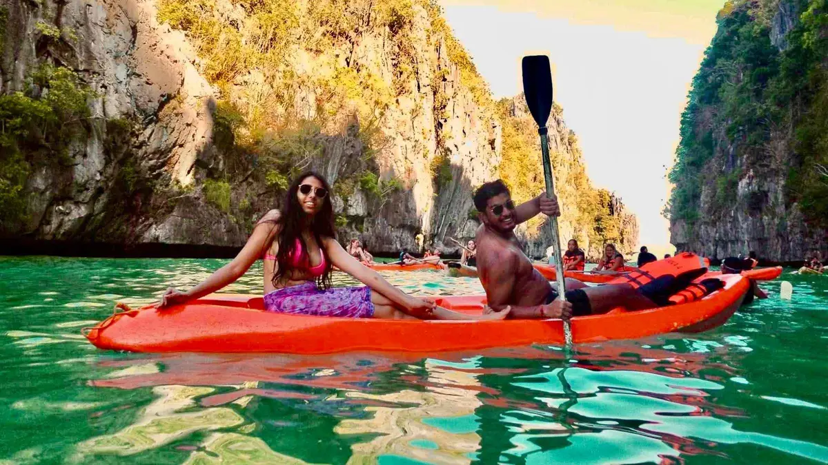 Speedboat crossing Bacuit Bay toward Entalula Island on a private El Nido island hopping tour A and C, Palawan